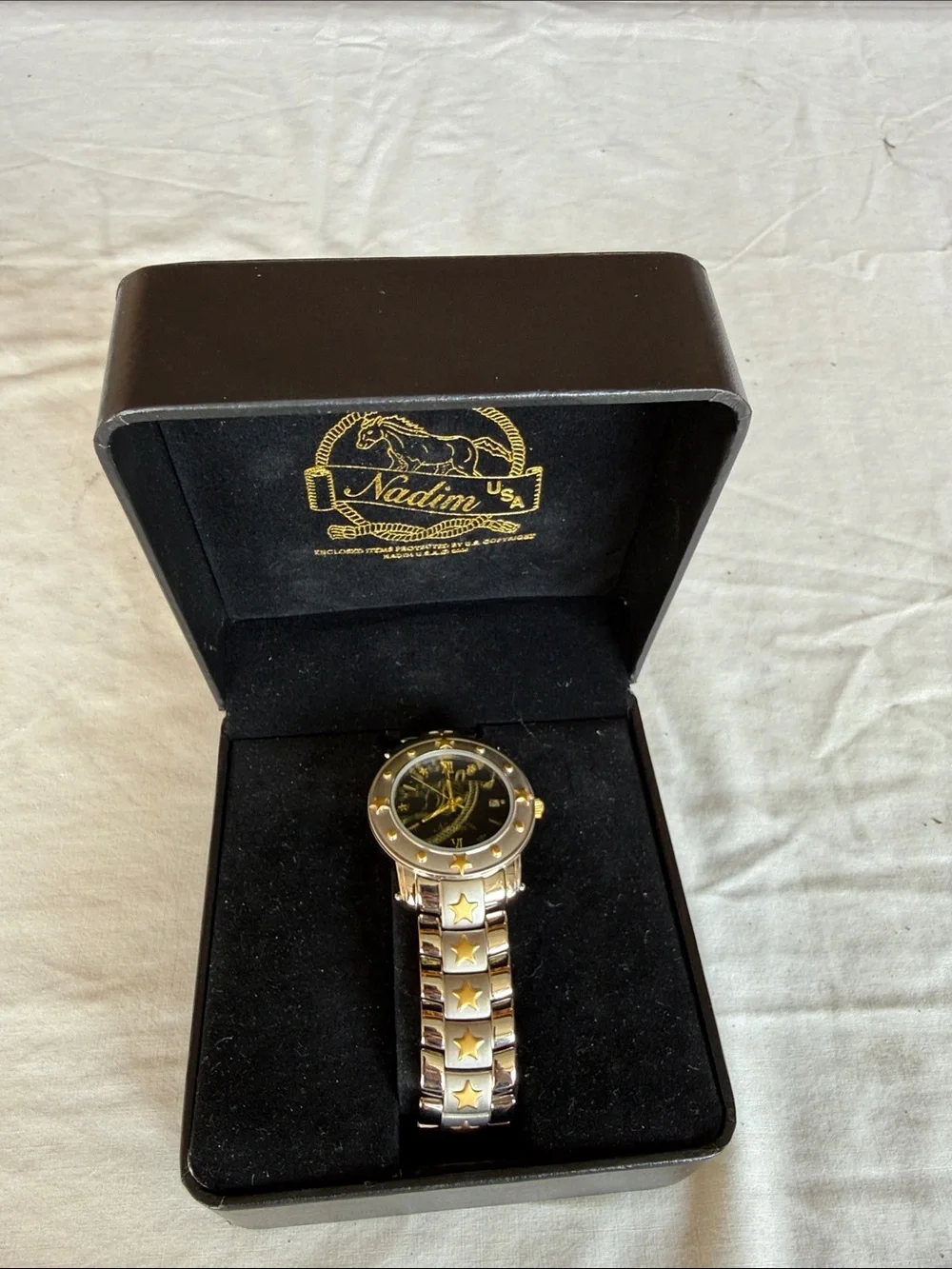 Nadim Two-Tone Star Link Men's Watch - Black Dial